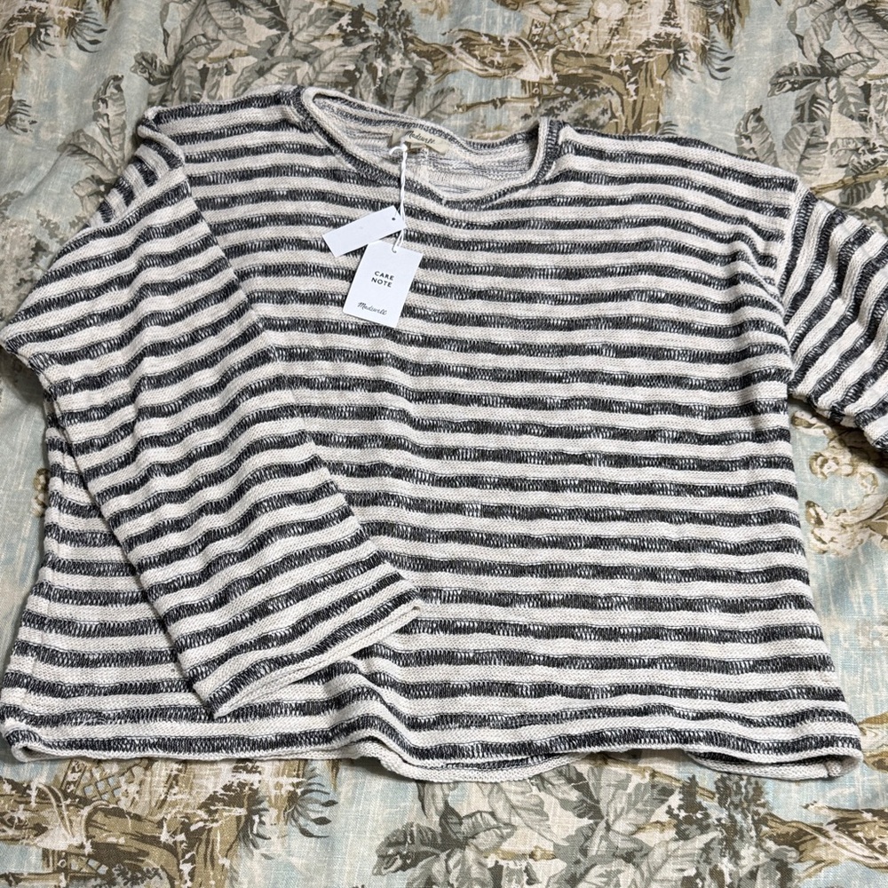 Madewell NWT XL Cream and Black Striped Sweater